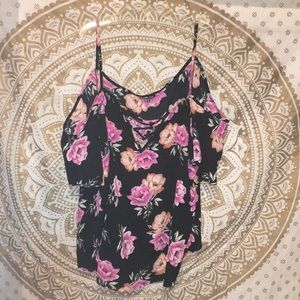 off the shoulder plus size floral top
